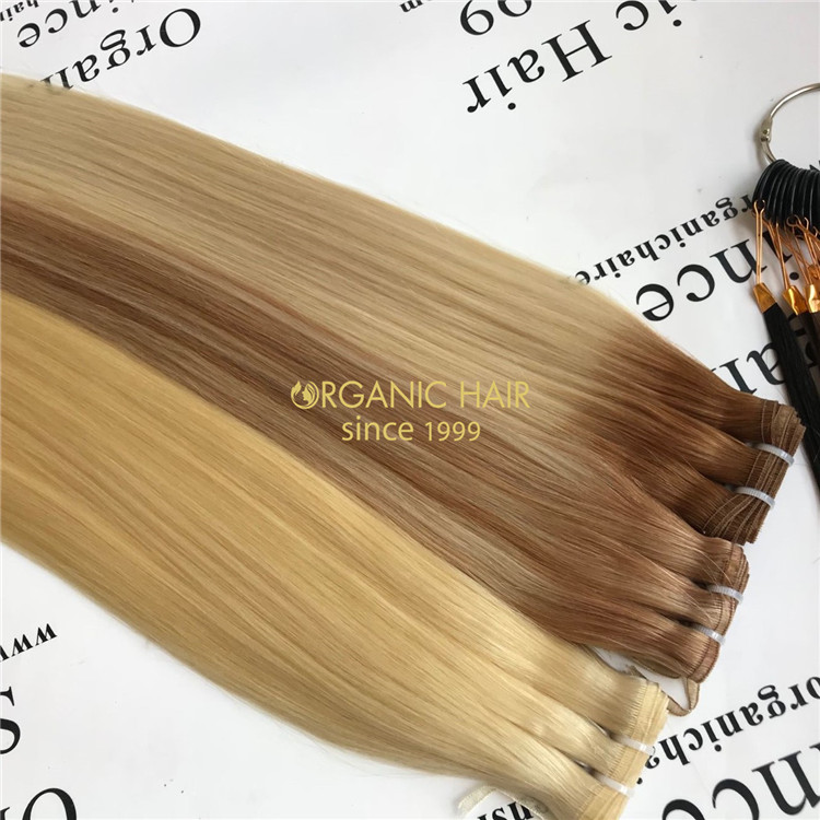 Best human flat weft hair extensions highlight color & ombre color X122